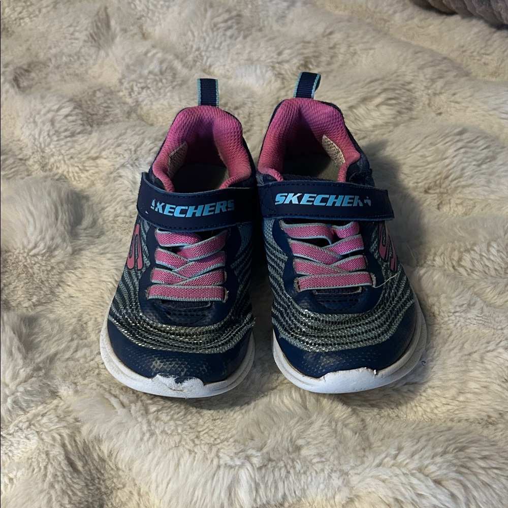 Skechers Toddler 10.5 Navy and Pink Athletic Sneakers
